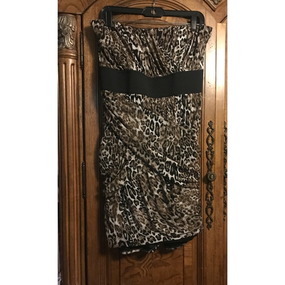Torrid Leopard Strapless Dress Animal Print Sz 12 - Picture 2 of 7
